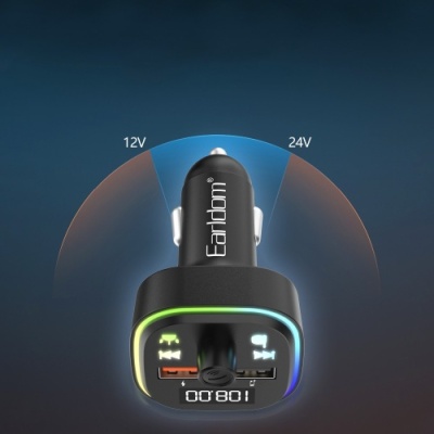 FM Модулятор Earldom ET-M85 RGB 7 colors/1USB/1U-Disk/3.1A (Чорний)