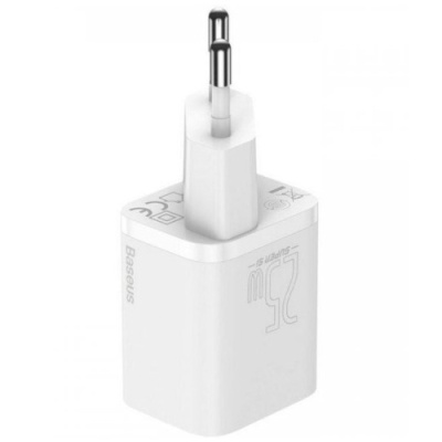 мережевий зарядний пристрій baseus super si (tzccsup-l02) 1type-c/25w/pd + (type-c - type-c) 1m (білий) 