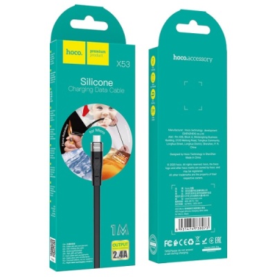 кабель hoco x53 silicone usb - microusb 2.4a/1m (чорний) 