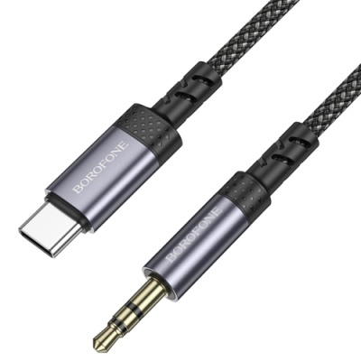кабель aux borofone bl24 3.5mm(male) - type-c(male) 1m (сірий) 