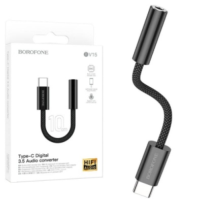 перехідник borofone bv15 type-c - 3.5 audio jack (чорний) 