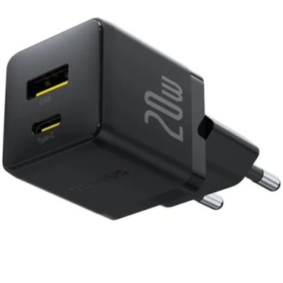 мережевий зарядний пристрій baseus palm fast charger (p10111608113-00) 1usb/qc3.0 + 1type-c/pd 20w (чорний) 
