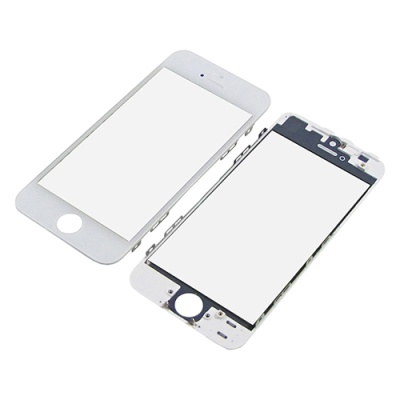 скло тачскріна для apple iphone 5s біле з рамкою и oca плівкою high copy