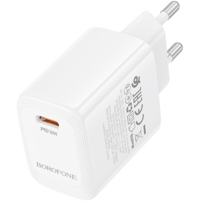 мережевий зарядний пристрій borofone bn28 1type-c/30w/pd (білий) 