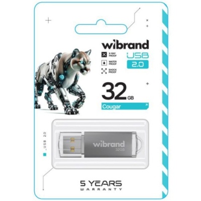 usb флеш-накопичувач wibrand 32gb cougar (срібло) 