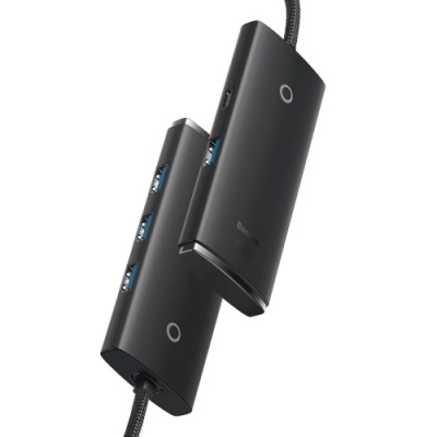 usb hub baseus lite series 4-port (usb-a to usb 3.0*4) (wkqx030001) 25cm black 