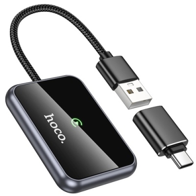 Адаптер бездротовий автомобільний Hoco HU1 CarPlay/Android Auto - USB/ Type-C (сірий)