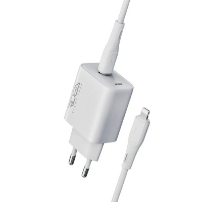 мережевий зарядний пристрій ridea rw-20125 rapid pro 1usb-c qc/pd 20w+type-c to lightning (бiлий) 