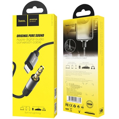 кабель aux hoco upa13 3.5mm(male) - lightning(male) 1m (чорний) 