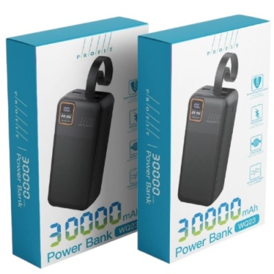 додаткова батарея power bank profit wq23 30000mah 22,5w+pd20w led (чорний) 