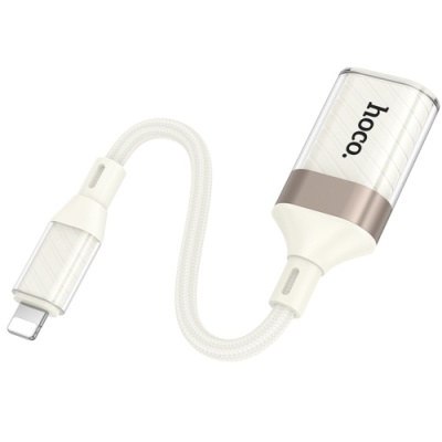 перехідник otg hoco ua39 lightning - usb (білий apricot) 