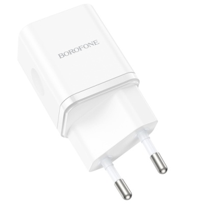 мережевий зарядний пристрій borofone bn7 1usb/18w/qc3.0 + 1type-c/20w/pd (бiлий) 