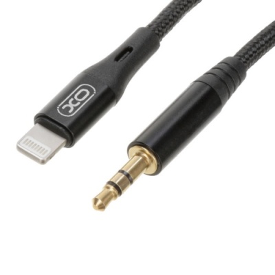 кабель aux xo nbr155a 3.5mm(male) - lightning(male) 1m (чорний) 