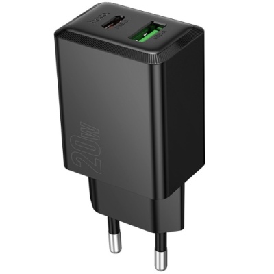 мережевий зарядний пристрій hoco n69 1usb/18w/qc3.0 + 1type-c/20w/pd (чорний) 