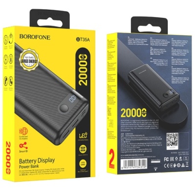 додаткова батарея power bank borofone bt35a smart force digital display 20000 mah (чорний) 