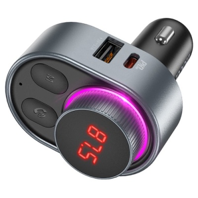 FM Модулятор Hoco E72 Alegria PD30W (Чорно-Сірий)