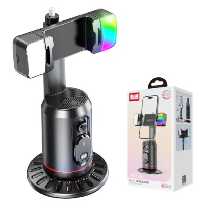 настільний стабілізатор-підставка з сенсором руху earldom et-zp32 bt5.3/2xrgb lamp/face tracking 360 (чорний) 