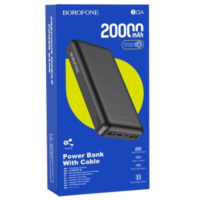 додаткова батарея power bank borofone bj3a minimalist 20000mah (чорний) 