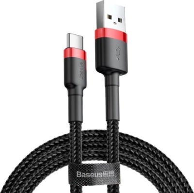 кабель baseus cafule usb - type-c 3.0a/0.5m (catklf-a91) (black-red) 