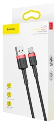 кабель baseus cafule usb - type-c 2.0a/2m (catklf-c91) (black-red) 