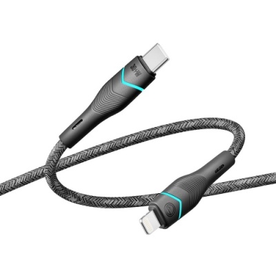 кабель ridea rc-rl15 rgb light type-c - lightning 30w 1.2m (чорний) 