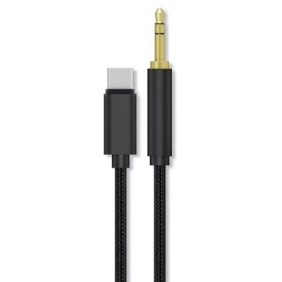 кабель aux skydolphin sr12 braided wire type-c(male) - 3.5mm(male) 1m (чорний) 