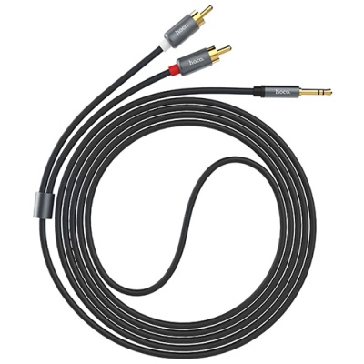 кабель aux hoco upa10 lotus 3.5mm to 2*rca 1.5m (сірий) 