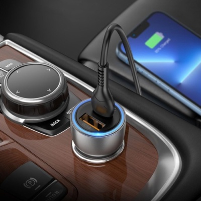 Автомобільний Зарядний Пристрій Hoco NZ8 Sprinter 43W PD25W+QC3.0 (Type-C to Type-C) (Помаранчевий)