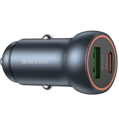 Автомобільний Зарядний Пристрій Borofone BZ32A 30W 1Type-C/30W/PD + 1USB/18W/QC3.0 (Сірий)