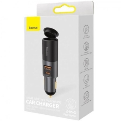 Автомобільний Зарядний Пристрій Baseus Share Together Fast Charge Car Charger with Cigarette Lighter Port 120W (CCBT-C0G) 1USB/30W/QC4.0 + 1Type-C/30W