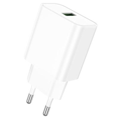 мережевий зарядний пристрій borofone ba72a spring 1usb/18w/qc3.0 (білий) 