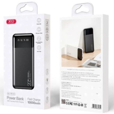 додаткова батарея power bank xo pr191 pd20w+qc3.0 18w digital light display 10000 mah (чорний) 