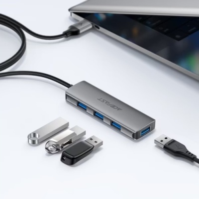 usb hub acefast j17 4in1 (сірий) 