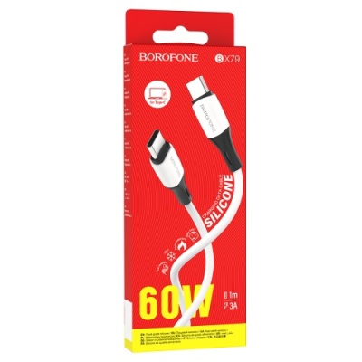 кабель borofone bx79 silicone type-c - type-c 60w/1m (бiлий) 