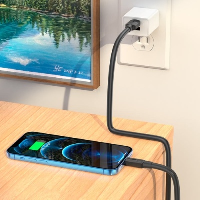 кабель hoco x84 solid usb - lightning 2.4a/1m (чорний) 