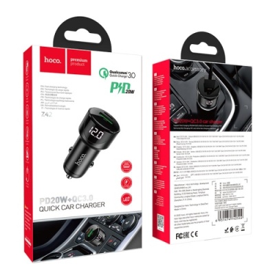 Автомобільний Зарядний Пристрій Hoco Z42 1USB/18W/QC3.0 + 1Type-C/20W/PD (Чорний)