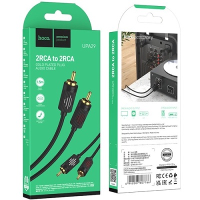 кабель hoco upa29 2*rca to 2*rca 1.5m (чорний) 
