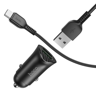 Автомобільний Зарядний Пристрій Hoco Z39 Farsighted 2USB/18W/QC3.0 + (USB - Type-C) (Чорний)