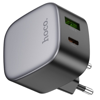 мережевий зарядний пристрій hoco cs32a rise 1usb/18w/qc3.0 + 1type-c/20w/pd (чорний) 