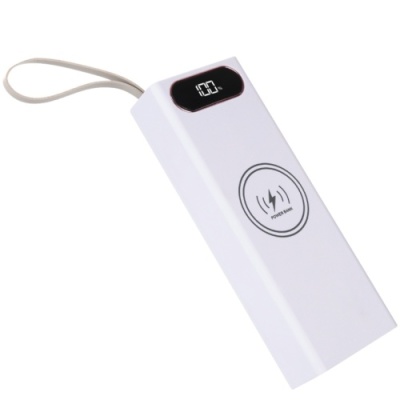 корпус multi-powerbank l20, під елементи 18650 до 20 шт, 22.5+15w, з бездротовою зарядкою та ліхтарем, білий 
