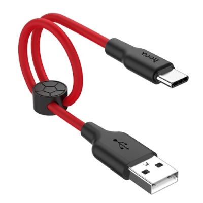 кабель hoco x21 plus silicone usb - type-c 3.0a/0.25m (чорно-червоний) 