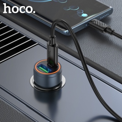 Автомобільний Зарядний Пристрій Hoco Z57A PD30W+QC3.0 (1USB/1Type-C) (сірий)