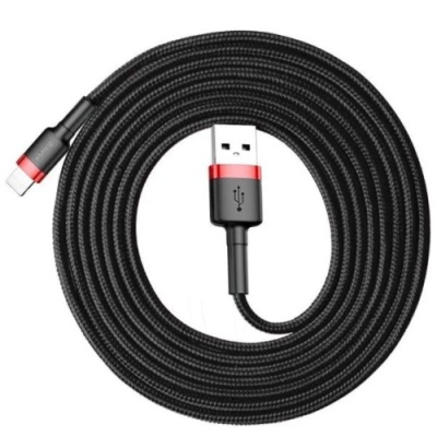 кабель baseus cafule usb - lightning 2.4a/1m (calklf-b19) (black-red) 