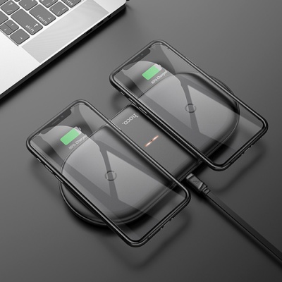 безпровідний зарядний пристрій hoco cw23 dual power 2phone/10w (чорний) 