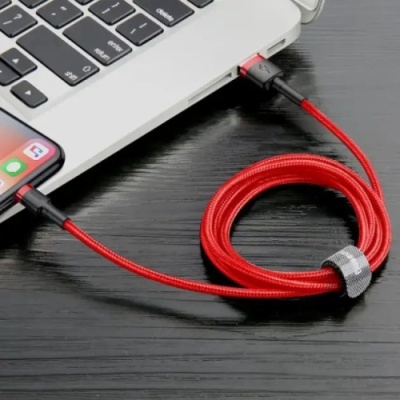 кабель baseus cafule usb - lightning 1.5a/2m (calklf-c09) (red-black) 