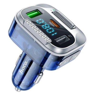 FM Модулятор Hoco E75 Bravery PD30W+QC3.0 car BT FM transmitter (Синiй)