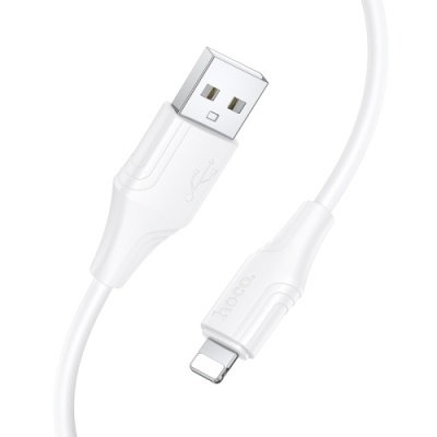 кабель hoco x124 silicone usb - lightning 2.4a/1m (білий) 