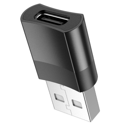 перехідник hoco ua17 otg usb 2.0 male - type-c female (чорний) 