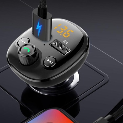 FM Модулятор SkyDolphin SZ20 Bluetooth/TF Card/LED/2USB/3.1A/15.5W (Чорний)