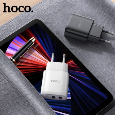 мережевий зарядний пристрій hoco c141a 2usb/2.1a (білий) 